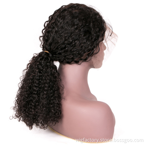 Factory Wholesale Price kinky curly human hair 360 lace wigs, pre plucked 360 lace frontal wig human hair